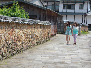 伝統的建造物の残る町並み、トンバイ塀の裏通り
