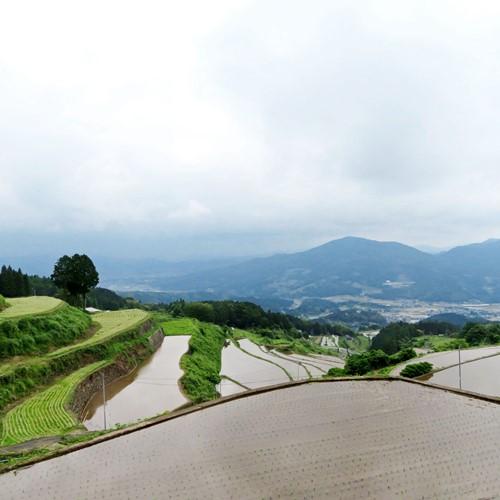岳の棚田から、有田町・伊万里市を望む